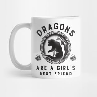 Dragons Are A Girl's Best Friend Dragon Cat Girl Woman Friendship Gift Mug